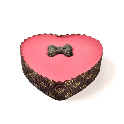 The Barking Bakery Yoghurt Topped Pawty Cake Roze Hart Met Kaars hondenkoekjes