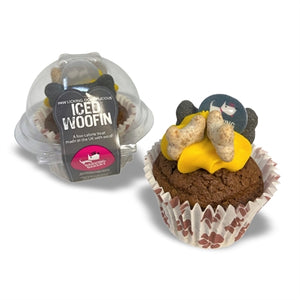 The Barking Bakery Carob Woofin Met Geel Glazuur hondenkoekjes