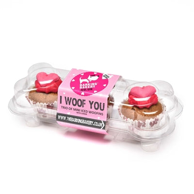 The Barking Bakery i Woof You Valentine Mini Iced Woofins Trio Assorti hondenkoekjes