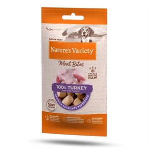 Natures Variety Freeze Dried Meat Bites Turkey hondensnacks zacht 20 gr