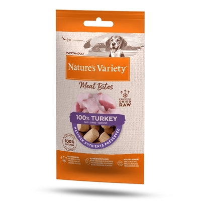 Natures Variety Freeze Dried Meat Bites Turkey hondensnacks zacht 20 gr