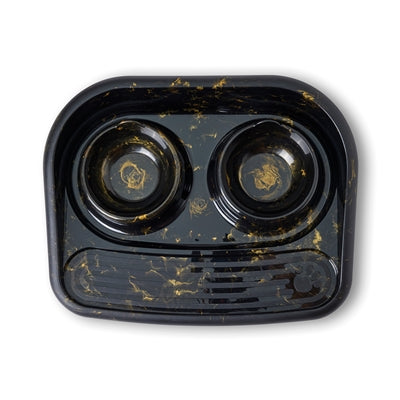 SAVIC BUTLER VOERBAK EN DRINKBAK MET PLATEAU MARBLE ZWART / GOUD 45X36X8 CM 2X300 ML