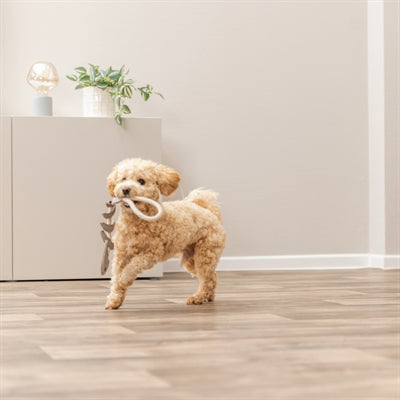Trixie Visgraat Leer Met Touw hondenspeelgoed 43 cm