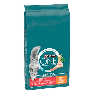 Purina One Sterilcat Kip / Tarwe kattenvoer droogvoer 7,5 kg