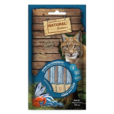 NATURAL GREATNESS CREAMY TUNA WITH CRAB HAIR AND SKIN SUPPORT 4X14 GR