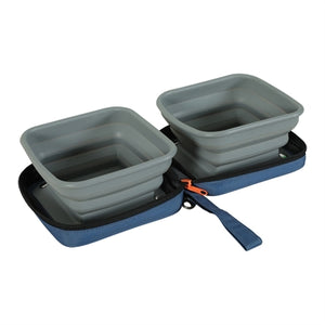 Zolux Bvk 2IN1 Opvouwbare Voerbak en Drinkbak Blauw outdoor 2x700 ml