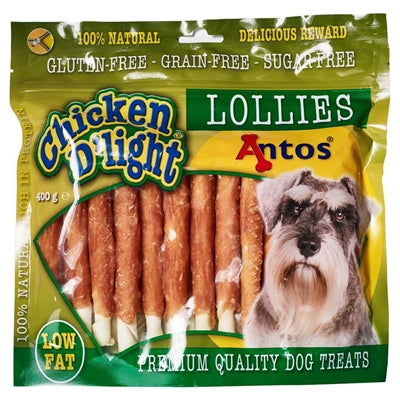 Antos Chicken D'light Lollies hondensnacks kauwsnack 400 gr