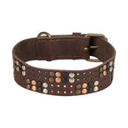 Trixie Halsband Hond Rivet Rustic Vetleer Donkerbruin hondenhalsband hondenriem