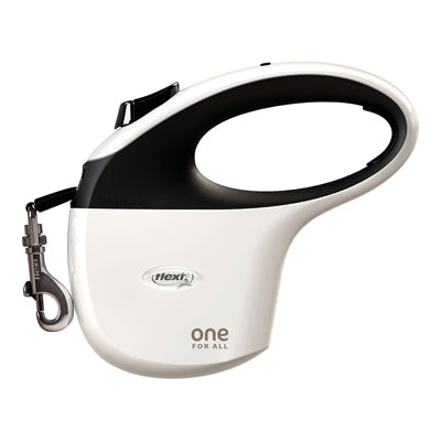 Flexi Rollijn One Wit / Zwart hondenhalsband hondenriem 5 Mtr Tot 30 kg