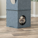Trixie Kattenhuis Toren Nele Vilt Grijs kattenmand 38x38x105 cm