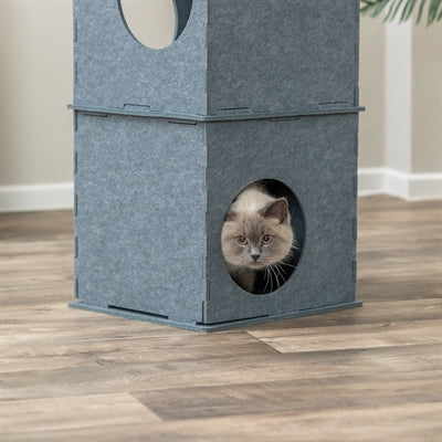 Trixie Kattenhuis Toren Nele Vilt Grijs kattenmand 38x38x105 cm