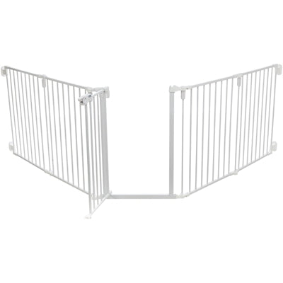 TRIXIE HONDENHEK AFSLUITHEK METAAL 5-DELIG MET DEUR WIT 62,5-300X76,5 CM