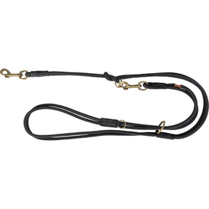 Trixie Hondenriem Pure Verstelbaar Rond Gestikt Leer Zwart hondenhalsband 200x1 cm
