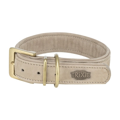 TRIXIE HALSBAND HOND PURE LEER LICHTGRIJS XS-S 27-34X2,5 CM