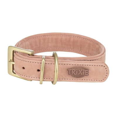 TRIXIE HALSBAND HOND PURE LEER ROZE S-M 31-37X3 CM