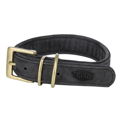 TRIXIE HALSBAND HOND PURE LEER ZWART M-L 39-46X3,5 CM
