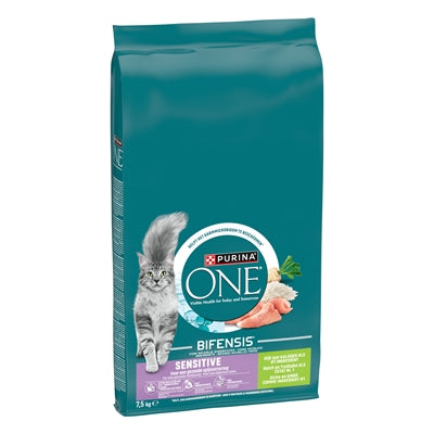 Purina One Sensitive Kalkoen / Rijst kattenvoer droogvoer 7,5 kg