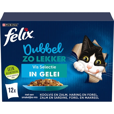 Felix Dubbel zo Lekker Vis Selectie in Gelei kattenvoer natvoer 4x12x85 gr