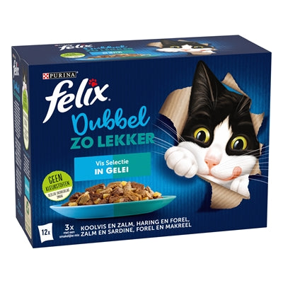 Felix Dubbel zo Lekker Vis Selectie in Gelei kattenvoer natvoer 4x12x85 gr