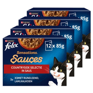 Felix Sensations Countryside Selectie in Saus kattenvoer natvoer 4x12x85 gr