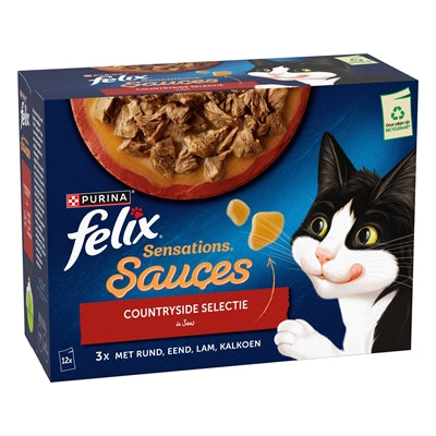 Felix Sensations Countryside Selectie in Saus kattenvoer natvoer 4x12x85 gr