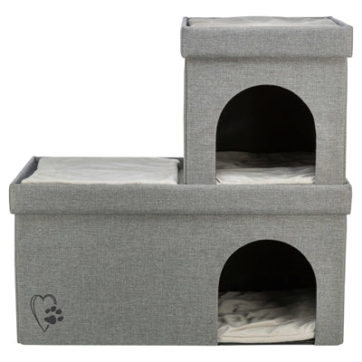 TRIXIE KATTENMAND / KATTENHUIS KIMY SOFT 2 VERDIEPINGEN LICHTGRIJS 76X37X72  CM