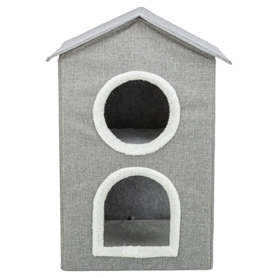 TRIXIE KATTENMAND / KATTENHUIS NORA SOFT 2 VERDRIEPINGEN LICHTGRIJS 47X47X67 CM