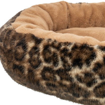 Trixie Hondenmand Leo Soft Rond Pluche Bruin / Panterprint 50 cm