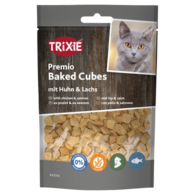TRIXIE PREMIO BAKED CUBES MET KIP EN ZALM 50 GR