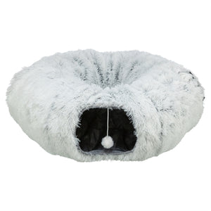 Trixie Harvey Pluche Speeltunnel / Donut Wit / Grijs kattenspeelgoed 160x25 cm