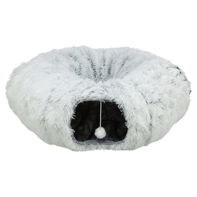 TRIXIE HARVEY PLUCHE SPEELTUNNEL / DONUT WIT / GRIJS 160X25 CM