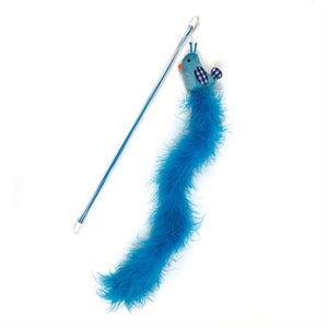 Happy Pet Tabby Patch Kattenhengel Vogel Blauw kattenspeelgoed 40x7,5 cm