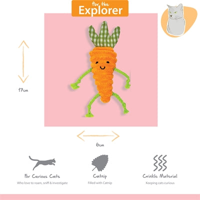 Happy Pet Tabby Patch Wortels Met Catnip kattenspeelgoed 14 cm en 20 cm