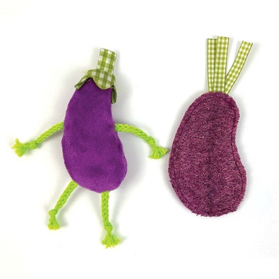 Happy Pet Tabby Patch Aubergines Met Catnip kattenspeelgoed 12 cm en 15 cm