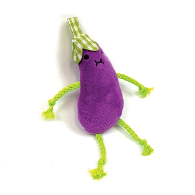 Happy Pet Tabby Patch Aubergines Met Catnip kattenspeelgoed 12 cm en 15 cm