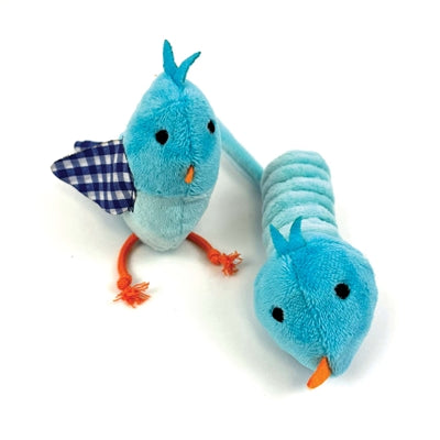 Happy Pet Tabby Patch Vogel Blauw kattenspeelgoed 11 cm en 9 cm