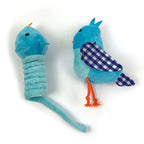 Happy Pet Tabby Patch Vogel Blauw kattenspeelgoed 11 cm en 9 cm
