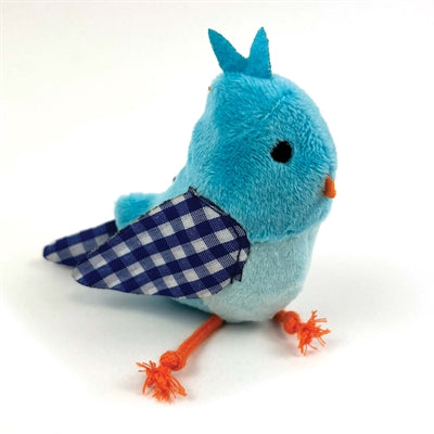 Happy Pet Tabby Patch Vogel Blauw kattenspeelgoed 11 cm en 9 cm