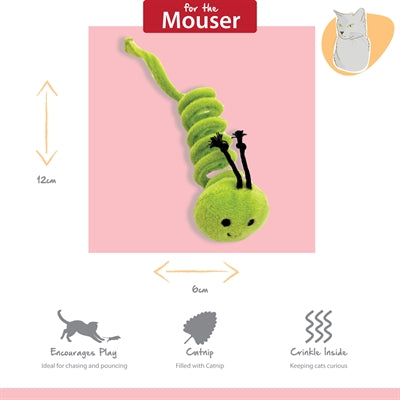 Happy Pet Tabby Patch Rupsen kattenspeelgoed 12 cm en 9 cm