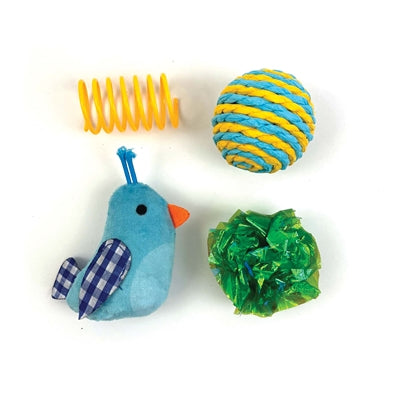 Happy Pet Tabby Patch Vogel Multipack Blauw kattenspeelgoed 4 st