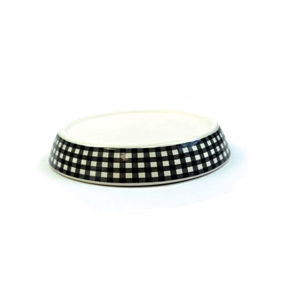 Happy Pet Tabby Patch Voerbak Kat Ruit Keramisch Zwart / Wit kattenspeelgoed 15x15x2 cm