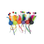 Happy Pet Tabby Patch Glitterbal Met Ratel en Veren kattenspeelgoed 20x4,5x4,5 cm