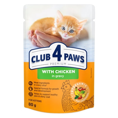 CLUB 4 PAWS PREMIUM KITTEN CHICKEN IN GRAVY POUCH 24X80 GR