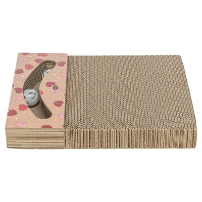 Trixie Krabplank Hartjes Met Ballen Rechthoekig Karton Abrikoos krabpaal 38x30x5 cm