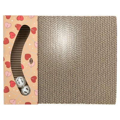 Trixie Krabplank Hartjes Met Ballen Rechthoekig Karton Abrikoos krabpaal 38x30x5 cm