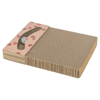 Trixie Krabplank Hartjes Met Ballen Rechthoekig Karton Abrikoos krabpaal 38x30x5 cm