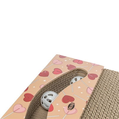 Trixie Krabplank Hartjes Met Ballen Rechthoekig Karton Abrikoos krabpaal 38x30x5 cm