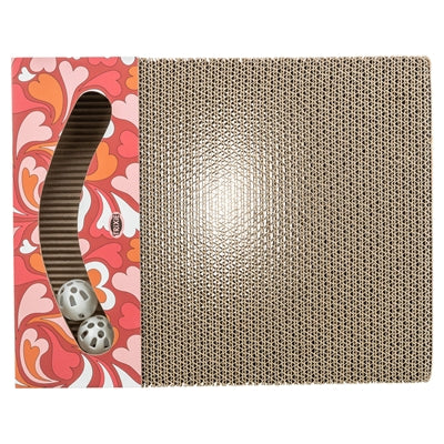 Trixie Krabplank Hartjes Met Ballen Rechthoekig Karton Rood krabpaal 38x30x5 cm