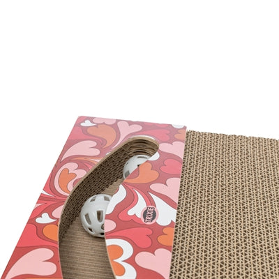 Trixie Krabplank Hartjes Met Ballen Rechthoekig Karton Rood krabpaal 38x30x5 cm