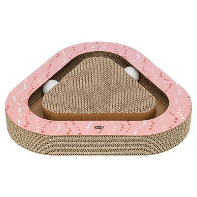 Trixie Krabplank Hartjes Met Ballen Driehoekig Karton Zalm krabpaal 36x36x5 cm